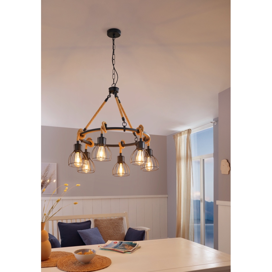 Eglo - Lustr na řetězu 6xE27/28W/230V