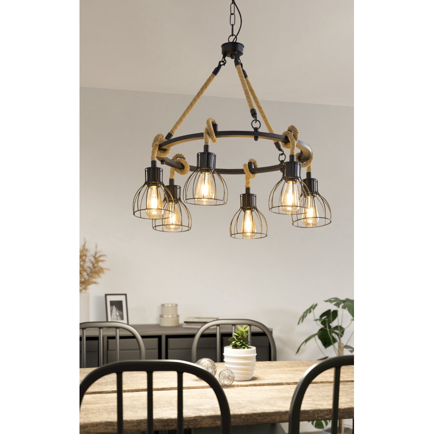 Eglo - Lustr na řetězu 6xE27/28W/230V