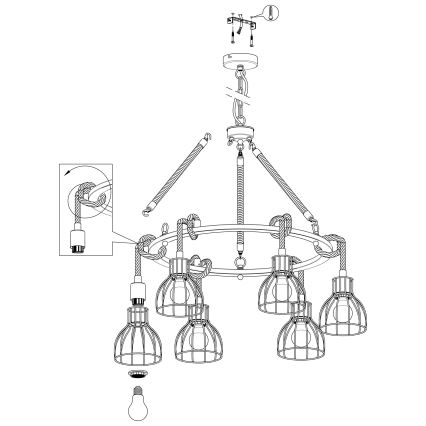 Eglo - Lustr na řetězu 6xE27/28W/230V
