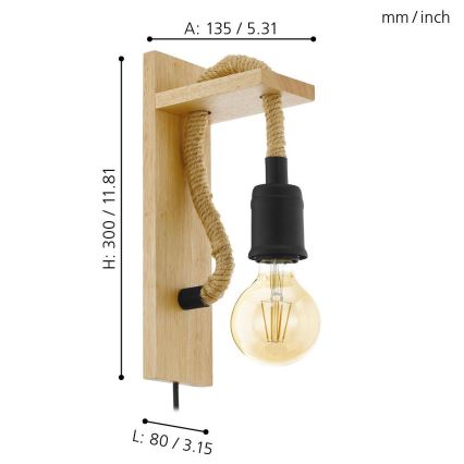 Eglo - Nástěnné svítidlo 1xE27/28W/230V