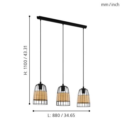 Eglo - Lustr na lanku 3xE27/40W/230V