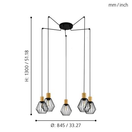 Eglo - Lustr na lanku 5xE27/60W/230V pavouk