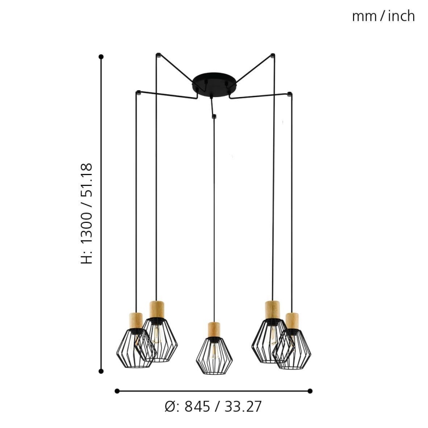 Eglo - Lustr na lanku 5xE27/60W/230V pavouk