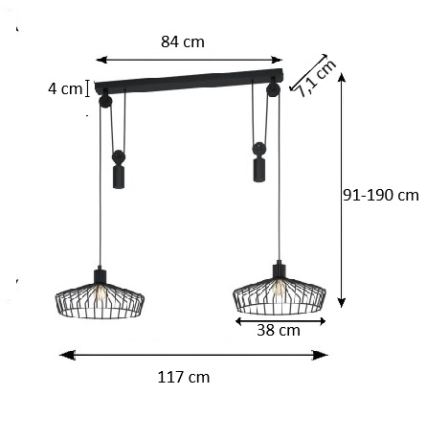 Eglo 43438 - Lustr na lanku WINKWORTH 2xE27/40W/230V