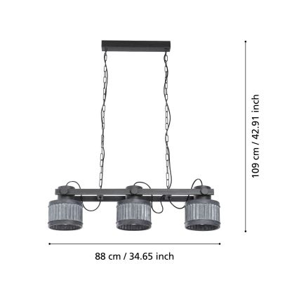 Eglo - Lustr na řetězu 3xE27/28W/230V