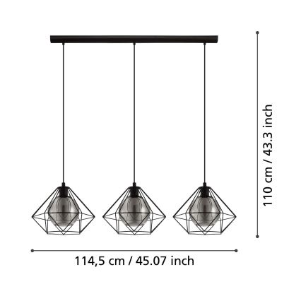 Eglo - Lustr na lanku 3xE27/40W/230V