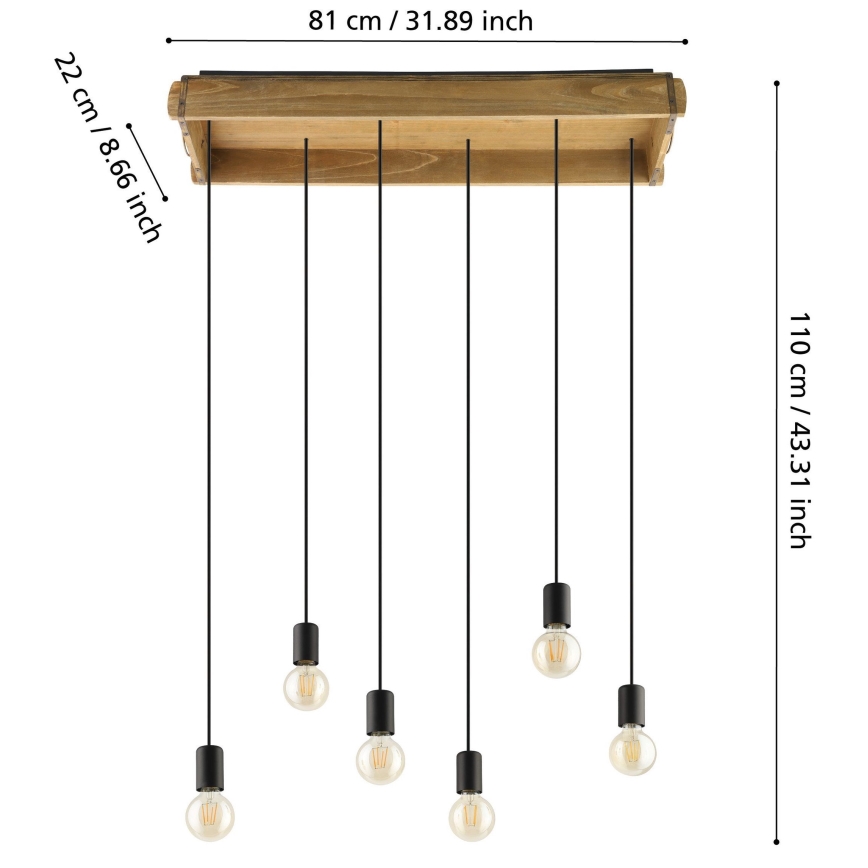 Eglo - Lustr na lanku 6xE27/40W/230V