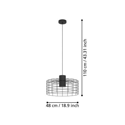 Eglo - Lustr na lanku 1xE27/40W/230V pr. 48 cm černá