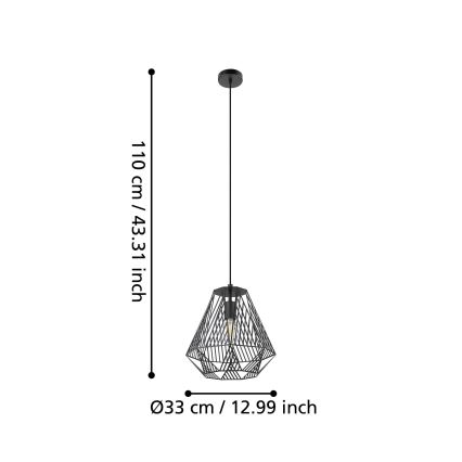 Eglo - Lustr na lanku 1xE27/40W/230V černá