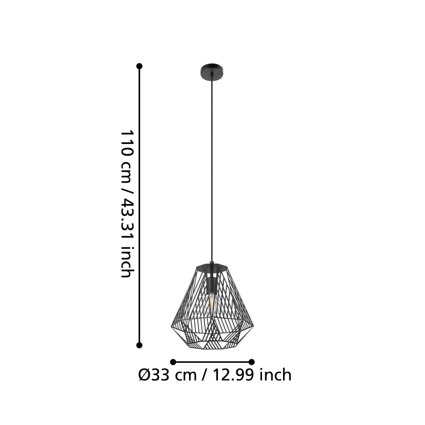 Eglo - Lustr na lanku 1xE27/40W/230V černá
