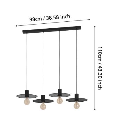 Eglo - Lustr na lanku 4xE27/40W/230V