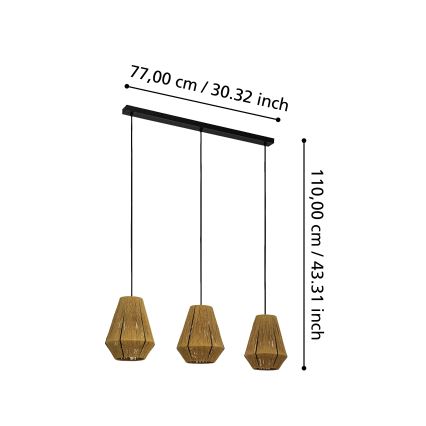 Eglo - Lustr na lanku 3xE27/40W/230V