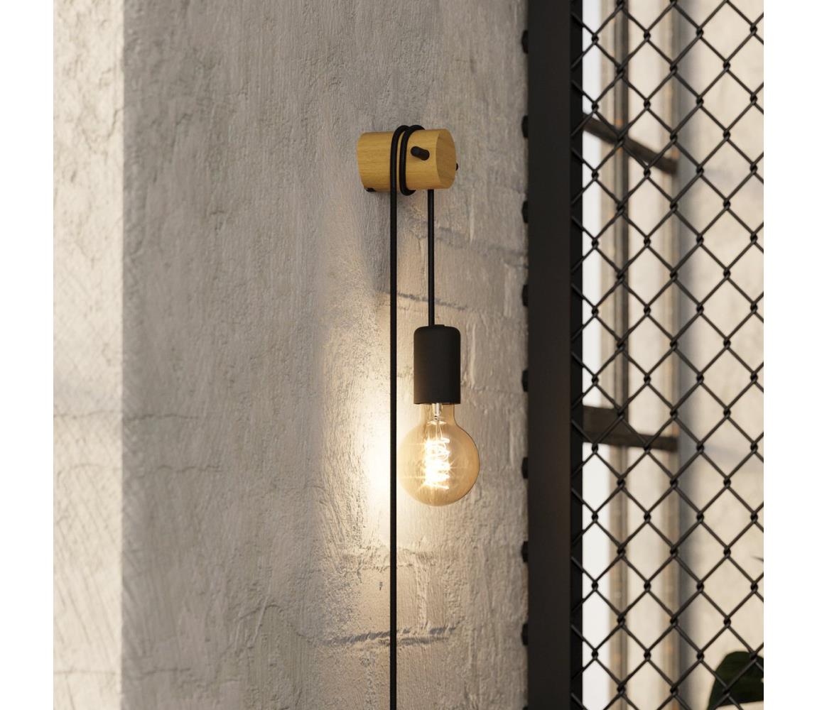 Eglo 43898 - Nástěnná lampa BUDDON 1xE27/13W/230V černá/béžová 43898 Béžová,Černá