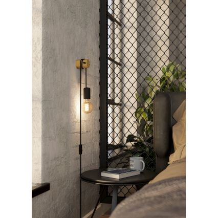 Eglo - Nástěnná lampa 1xE27/13W/230V černá/béžová