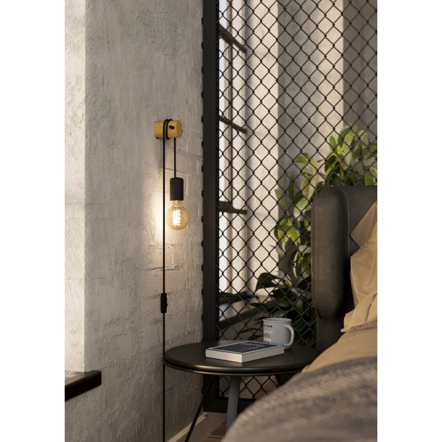 Eglo - Nástěnná lampa 1xE27/13W/230V černá/béžová