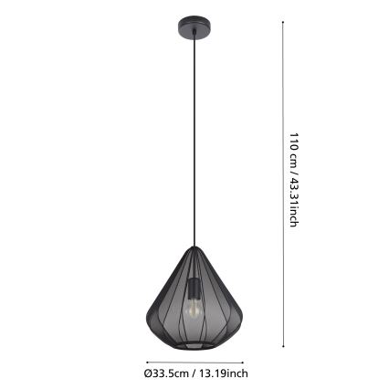 Eglo - Lustr na lanku 1xE27/40W/230V pr. 33,5 cm černá