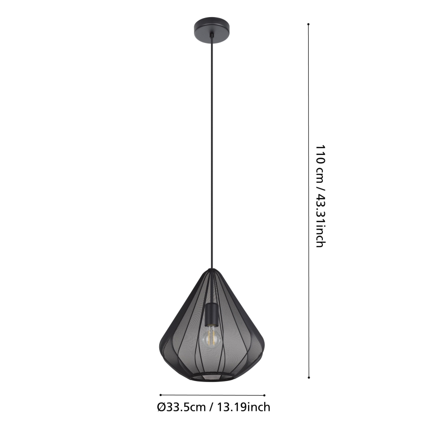 Eglo - Lustr na lanku 1xE27/40W/230V pr. 33,5 cm černá