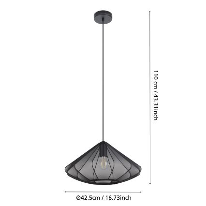 Eglo - Lustr na lanku 1xE27/40W/230V pr. 42,5 cm černá
