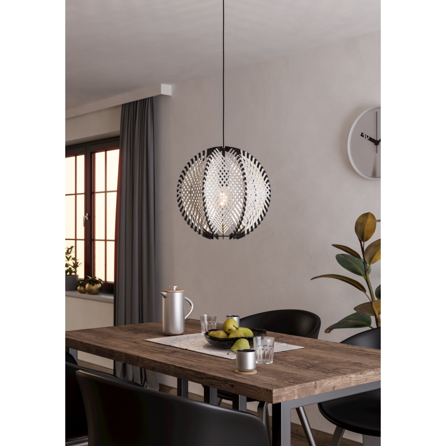 Eglo - Lustr na lanku 1xE27/40W/230V pr. 40 cm bílá/černá