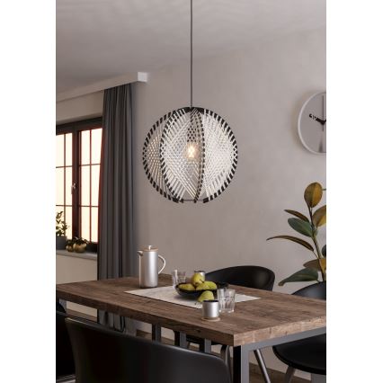 Eglo - Lustr na lanku 1xE27/40W/230V pr. 48 cm bílá/černá