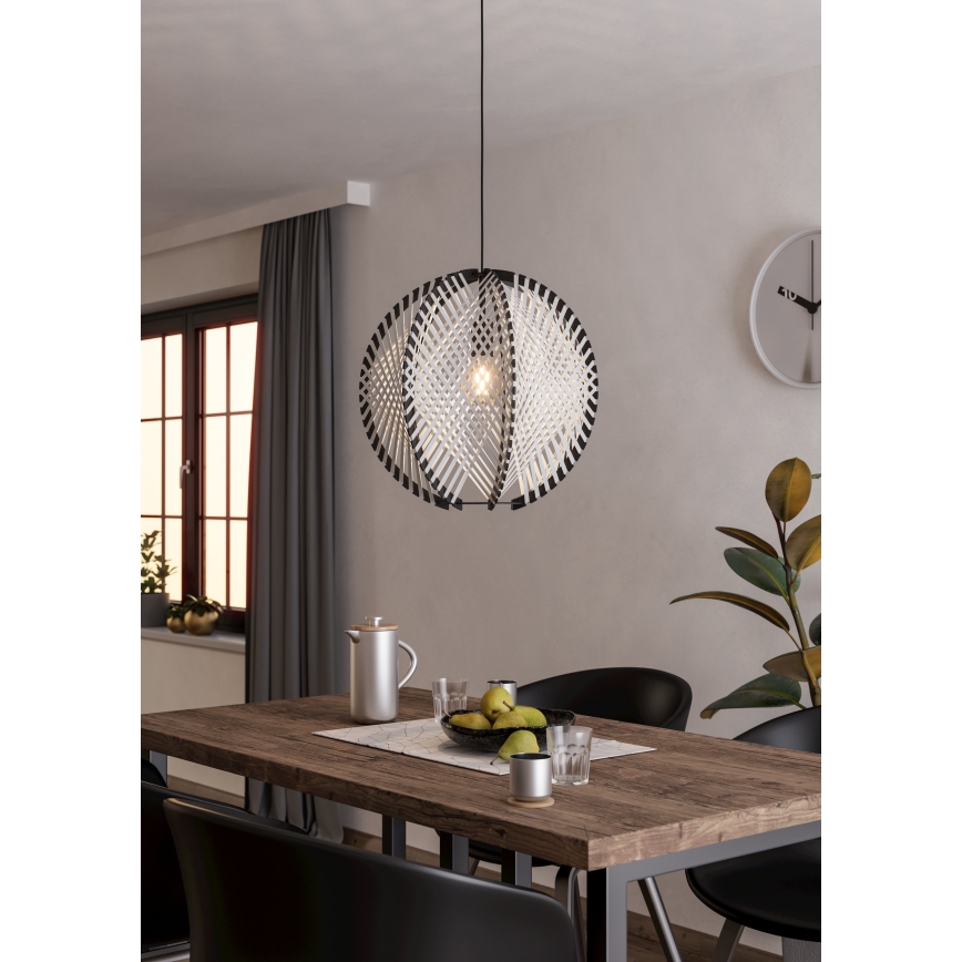 Eglo - Lustr na lanku 1xE27/40W/230V pr. 48 cm bílá/černá