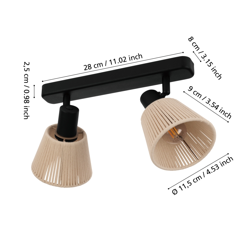 Eglo - Bodové svítidlo 2xE14/40W/230V béžová/černá