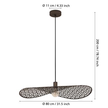 Eglo - Lustr na lanku 1xE27/60W/230V pr. 80 cm bronzová