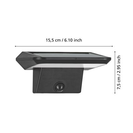 Eglo - LED Solární nástěnné svítidlo se senzorem LED/20W/3,7V 2000 mAh IP44
