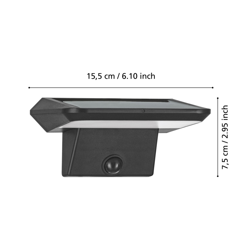 Eglo - LED Solární nástěnné svítidlo se senzorem LED/20W/3,7V 2000 mAh IP44