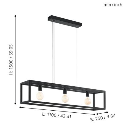 Eglo - Závěsné svítidlo 3xE27/60W/230V