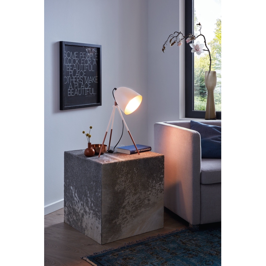Eglo 49727 - Stolní lampa CHESTER 1xE27/60W/230V bílá/měděná