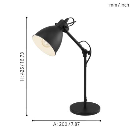 Eglo 55251 - Stolní lampa PRIDDY 1xE27/40W/230V černá