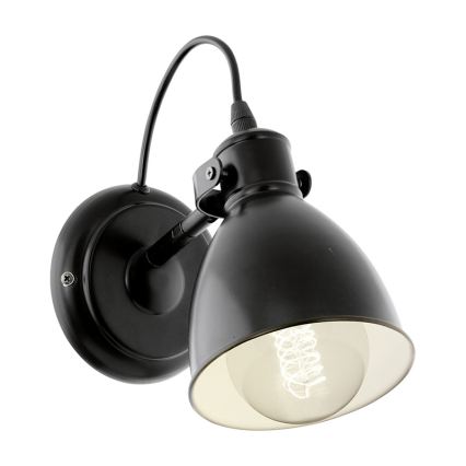 Eglo 55261 - Nástěnná lampa PRIDDY 1xE27/40W/230V černá