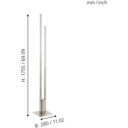 Eglo 55972 - LED RGBW Stmívatelná stojací lampa FRAIOLI-C LED/34W/230V 2700-6500K matný chrom + dálkové ovládání
