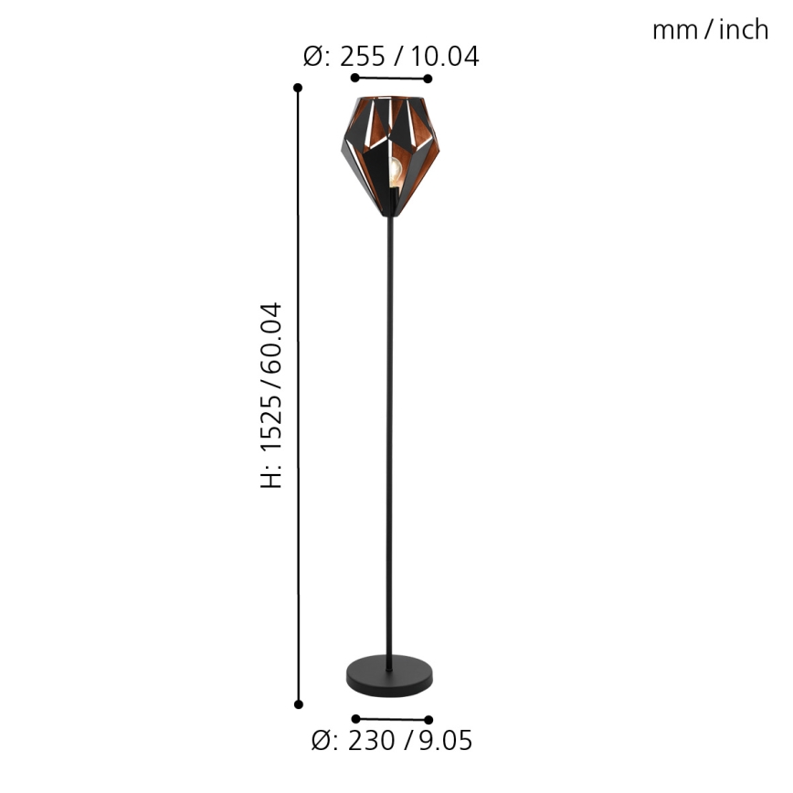 Eglo 62838 - Stojací lampa CARLTON PRO 1xE27/60W/230V černá