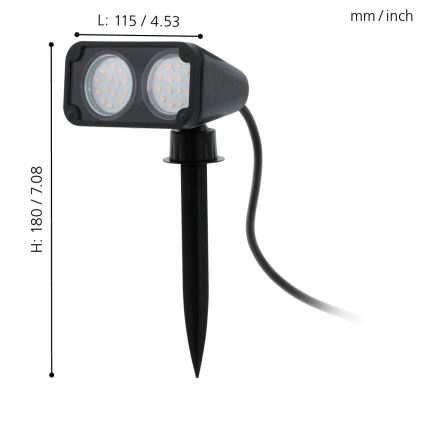 Eglo 75315 - LED Venkovní lampa NEMA 2xGU10/2,8W/230V 3000K IP44