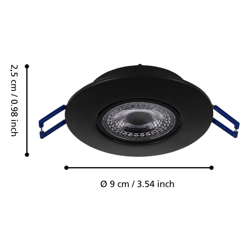 Eglo 75765 - SADA 3x LED Podhledové svítidlo ZUJAR LED/3,4W/230V černá