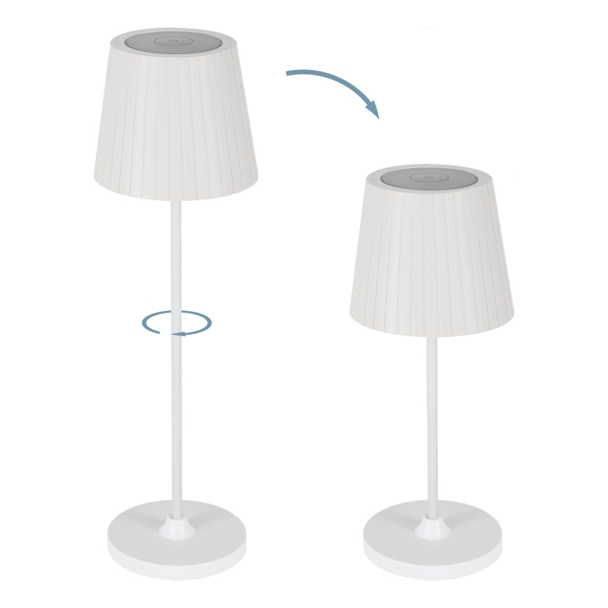 Eglo - LED Stmívatelná venkovní nabíjecí stolní lampa LED/3,8W/5V 2400/3000/4000K 2000 mAh IP44 bílá