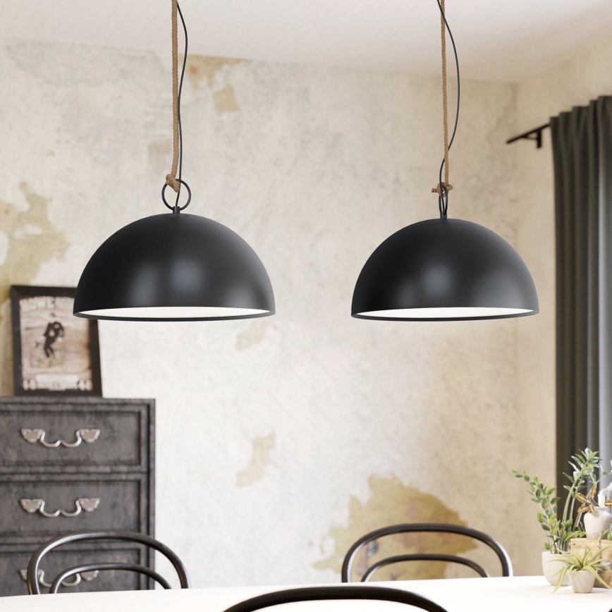 Eglo 78444 - Lustr na lanku HODSOLL 2xE27/40W/230V černá/hnědá