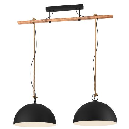 Eglo 78444 - Lustr na lanku HODSOLL 2xE27/40W/230V černá/hnědá