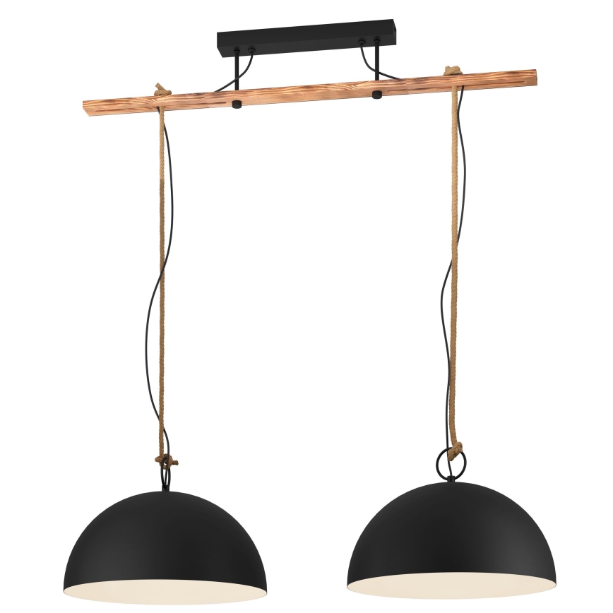 Eglo 78444 - Lustr na lanku HODSOLL 2xE27/40W/230V černá/hnědá