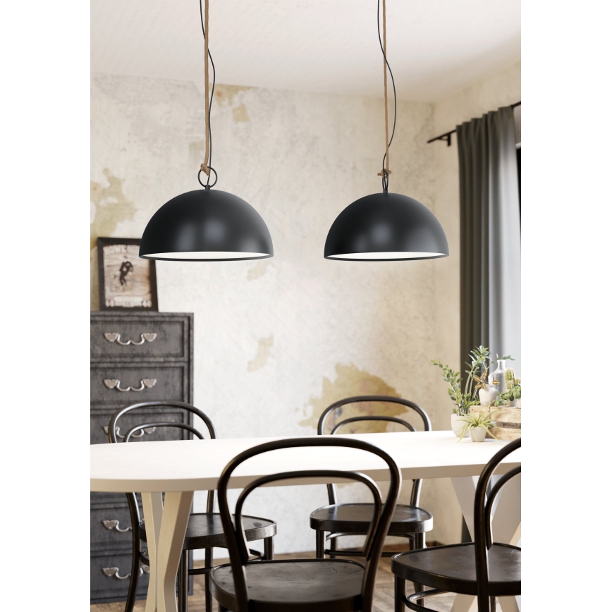Eglo 78444 - Lustr na lanku HODSOLL 2xE27/40W/230V černá/hnědá