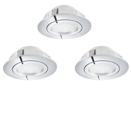 Eglo 78761 - SADA 3x LED Stmívatelné podhledové svítidlo PINEDA LED/6W/230V 3000K lesklý chrom