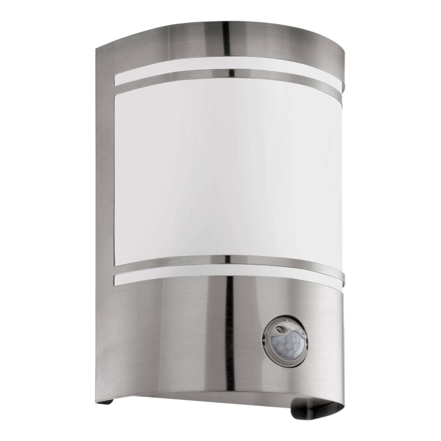 Eglo 79284 - Venkovní nástěnné svítidlo se senzorem CERNO 1xE27/40W/230V lesklý chrom IP44