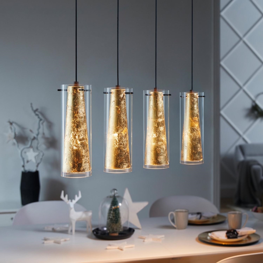 Eglo 79344 - Lustr na lanku PINTO GOLD 4xE27/40W/230V zlatá