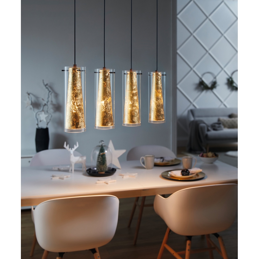 Eglo 79344 - Lustr na lanku PINTO GOLD 4xE27/40W/230V zlatá