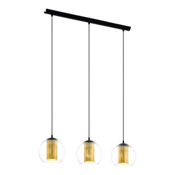 Eglo 79461 - Lustr na lanku BOLSANO 3xE27/28W/230V zlatá/černá