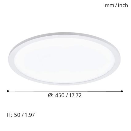 Eglo 79469 - LED Stmívatelné stropní svítidlo POZZALLO LED/21W/230V 2700-6500K bílá + dálkové ovládání