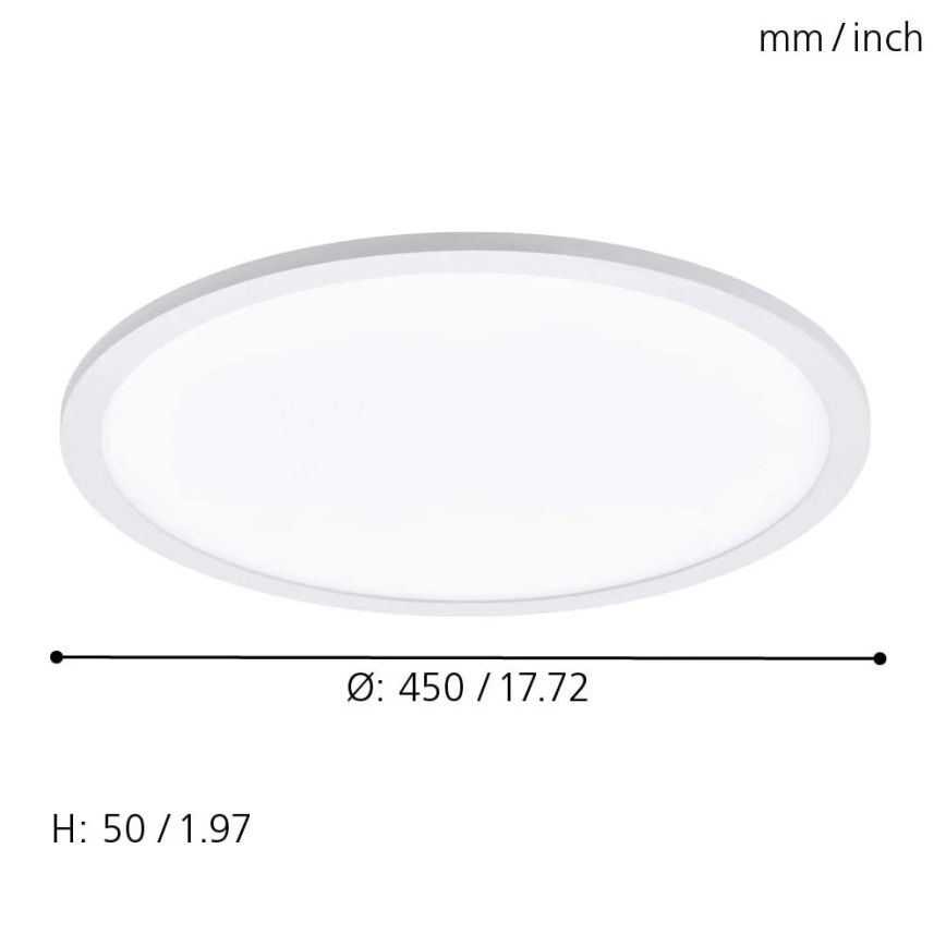 Eglo 79469 - LED Stmívatelné stropní svítidlo POZZALLO LED/21W/230V 2700-6500K bílá + dálkové ovládání