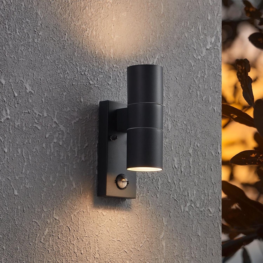Eglo 79545- LED Venkovní nástěnné svítidlo se senzorem ARAPONGAS 2xGU10/2,8W/230V IP44 černá